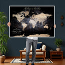 Personalize World Map Push Pin Wall Canvas Print –