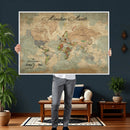 Customize Push Pin World Map Wall Canvas Print –