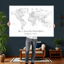 Framed World Map Canvas – Custom Push Pin Travel Tracker –