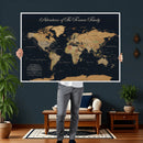 Personalized Family Adventure World Map Canvas – Custom