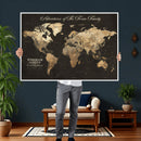 Personalized Push Pin World Map Canvas – Custom Framed