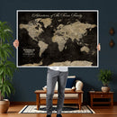 Personalized Push Pin World Map Canvas – Custom Framed