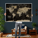 Personalized Push Pin World Map Canvas – Custom Framed