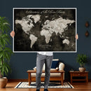 Personalized Push Pin World Map Canvas – Custom Framed