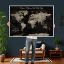 Personalized Push Pin World Map Canvas – Custom Framed