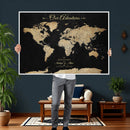 Personalized Push Pin World Map Canvas – Custom Framed
