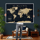 Personalized Push Pin World Map Canvas – Custom Framed