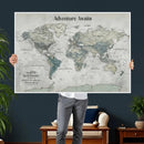 Personalized Push Pin World Map Canvas – Custom Framed