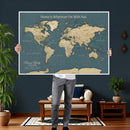 Personalized Push Pin World Map Canvas – Custom Framed