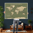 Personalized Push Pin World Map Canvas – Custom Framed