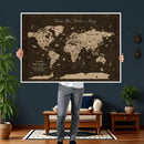 Personalized Push Pin World Map Canvas – Custom Framed