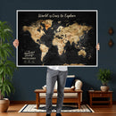 Framed Personalized Push Pin World Map – Custom Travel
