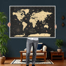 Personalized World Map Wall Art Canvas Print – Custom Push