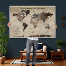 Customize Push Pin World Map Wall Art Canvas Print –