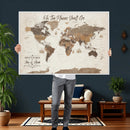 Personalized World Map Wall Art Canvas Print – Custom Push