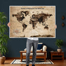 Personalized Framed World Map Wall Art Canvas Print – Custom