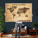 Vintage World Map Canvas Wall Art Print, Personalized