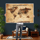 Custom Vintage World Map Canvas Wall Art – Custom Framed