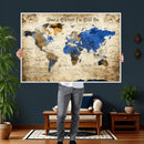 Personalized World Map Canvas Wall Art – Custom Framed Push
