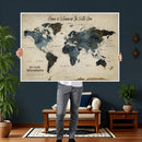 Personalize World Map Canvas Wall Art – Custom Framed Push