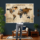 Personalized World Map Canvas Wall Art – Custom Framed Push