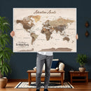 Framed Push Pin World Map Canvas Print – Custom Framed