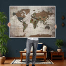 World Map Canvas Print – Framed Detailed Map of the World