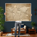 Colorful Watercolor World Map Canvas Wall Art – Framed