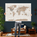 Framed Large World Map Canvas Print for Office Decor