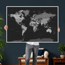 Black World Map Wall Art Canvas Print – Detailed Map of the by MyGreatCanvas | Canvas Wall Art Prints | Photo Prints & Wall Decor