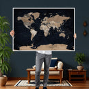 Grunge Wall Art World Map Canvas Print