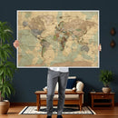 Vintage World Map Wall Art | Ready to Hang and Framed by MyGreatCanvas | Canvas Wall Art Prints | Photo Prints & Wall Decor