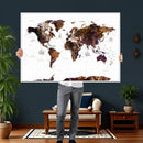 Rustic World Map Wall Art Canvas Print | Large World Map on