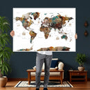 Watercolor World Map Canvas Print – Detailed Map of the