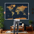 Modern World Map Canvas Print – Framed Detailed Map of the by MyGreatCanvas | Canvas Wall Art Prints | Photo Prints & Wall Decor