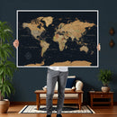 Framed Large World Map Wall Art Canvas Print – Stunning