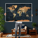 Vintage World Map Canvas Wall Art – Detailed Map with