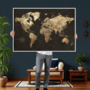 Framed World Map with Pin Canvas Print – Detailed World Map by MyGreatCanvas | Canvas Wall Art Prints | Photo Prints & Wall Decor