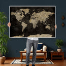 Push Pin World Map Canvas Wall Art Print, Interactive Travel