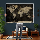Push Pin World Map Canvas Wall Art Print, Interactive Travel