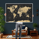 Vintage Blue and Brown World Map Canvas Wall Art – Framed by MyGreatCanvas | Canvas Wall Art Prints | Photo Prints & Wall Decor