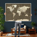 Vintage World Map Canvas Print – Framed Travel Map Wall Art