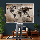 Black and White World Map Canvas Print – Framed Wall Art for by MyGreatCanvas | Canvas Wall Art Prints | Photo Prints & Wall Decor