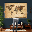 Navy Blue and Gold World Map Canvas Print – Framed Luxury by MyGreatCanvas | Canvas Wall Art Prints | Photo Prints & Wall Decor