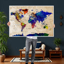 Watercolor World Map Canvas Print – Framed Wall Art for