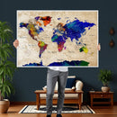 Colorful World Map Canvas Wall Art – Abstract Watercolor Map by MyGreatCanvas | Canvas Wall Art Prints | Photo Prints & Wall Decor