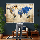 World Map Canvas Print – Colorful Abstract Travel Map,
