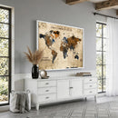 World Map Wall Art Canvas Print, Modern Decorative Framed