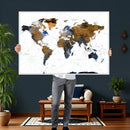 World Map Wall Art Canvas Print, Modern Decorative Framed