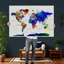 Vintage World Map Canvas Wall Art – Framed Travel Map with